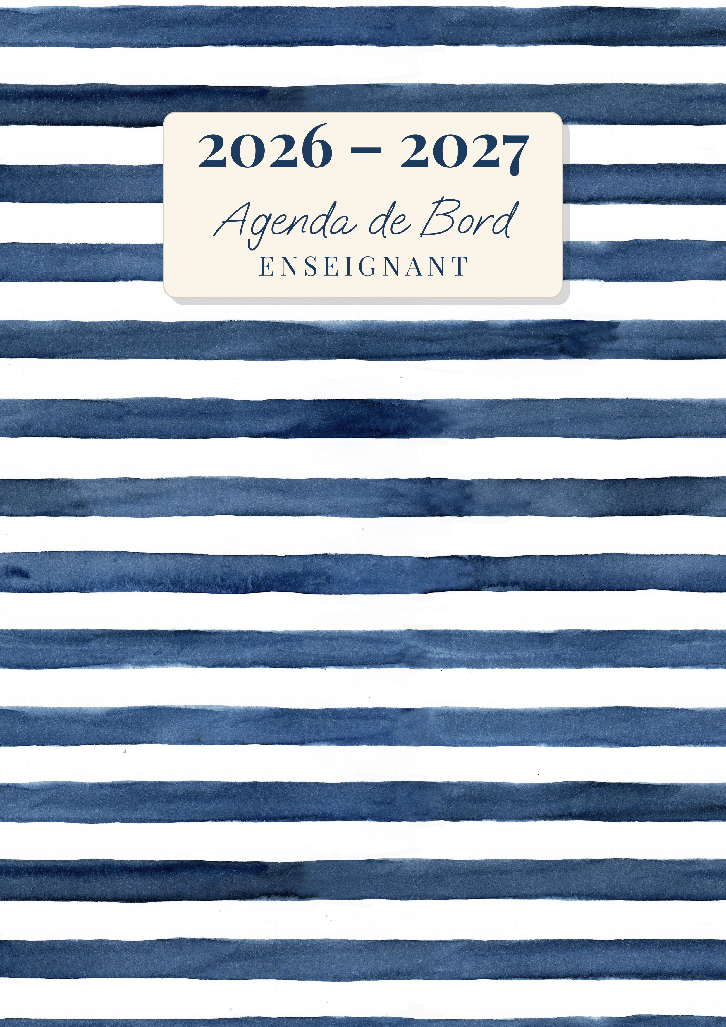 Agenda de Bord Enseignant — Rayures bleues