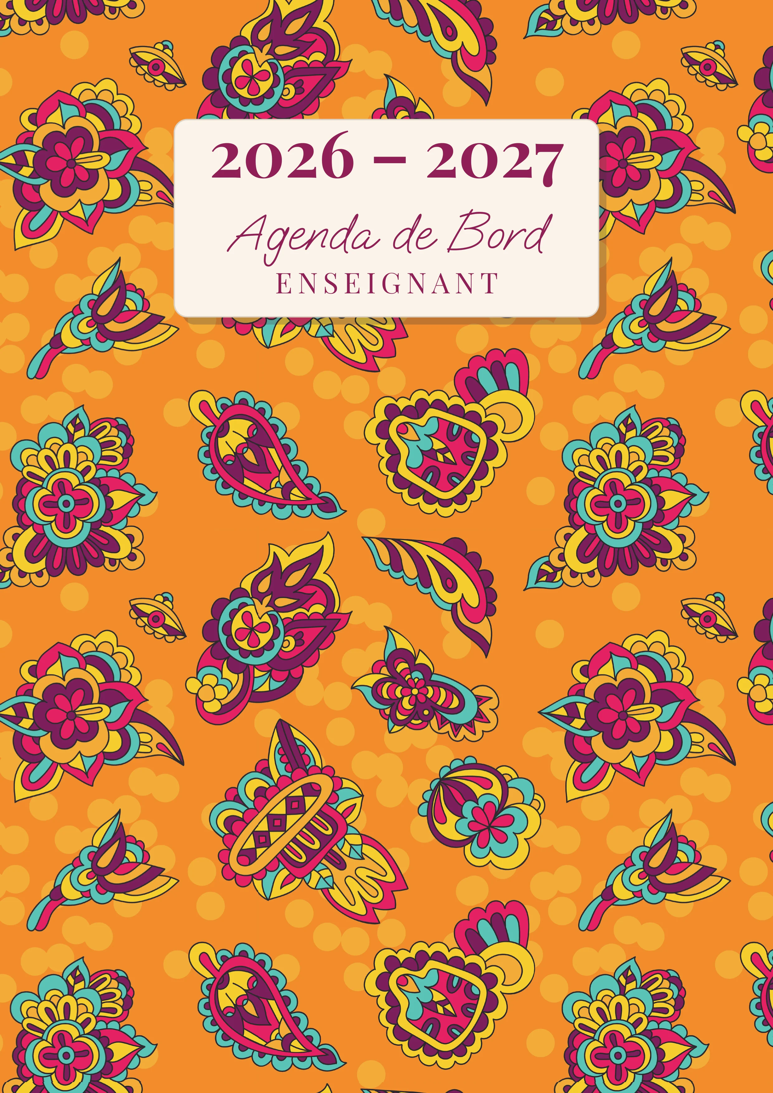 Agenda de Bord Enseignant — Fleurs stylisées