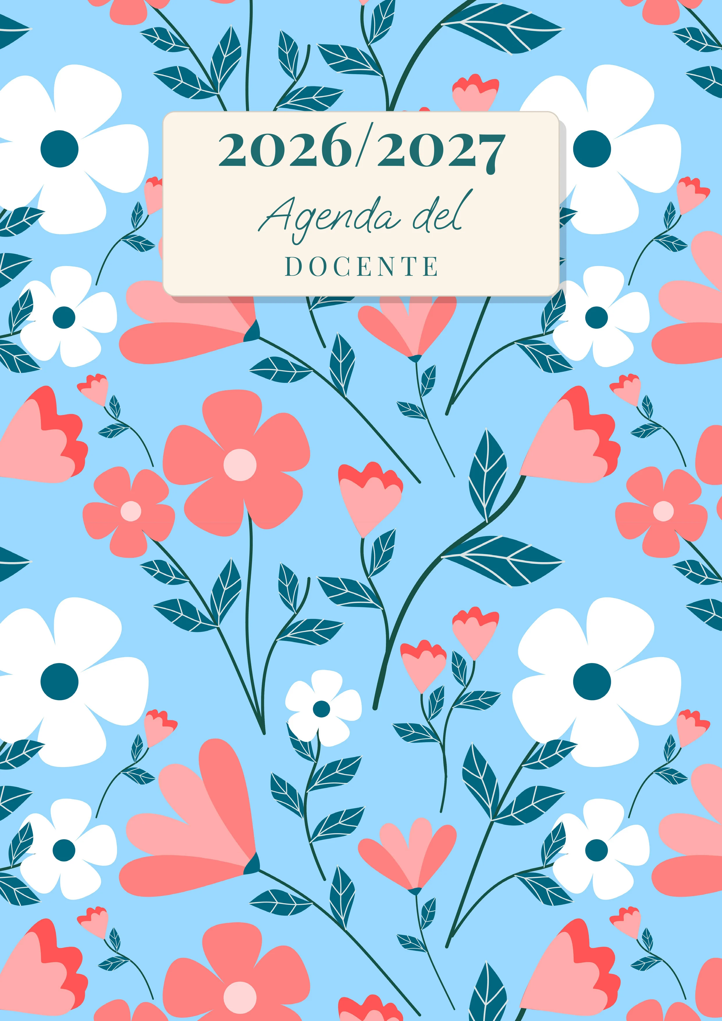 Agenda del Docente — Fiori su sfondo azzurro